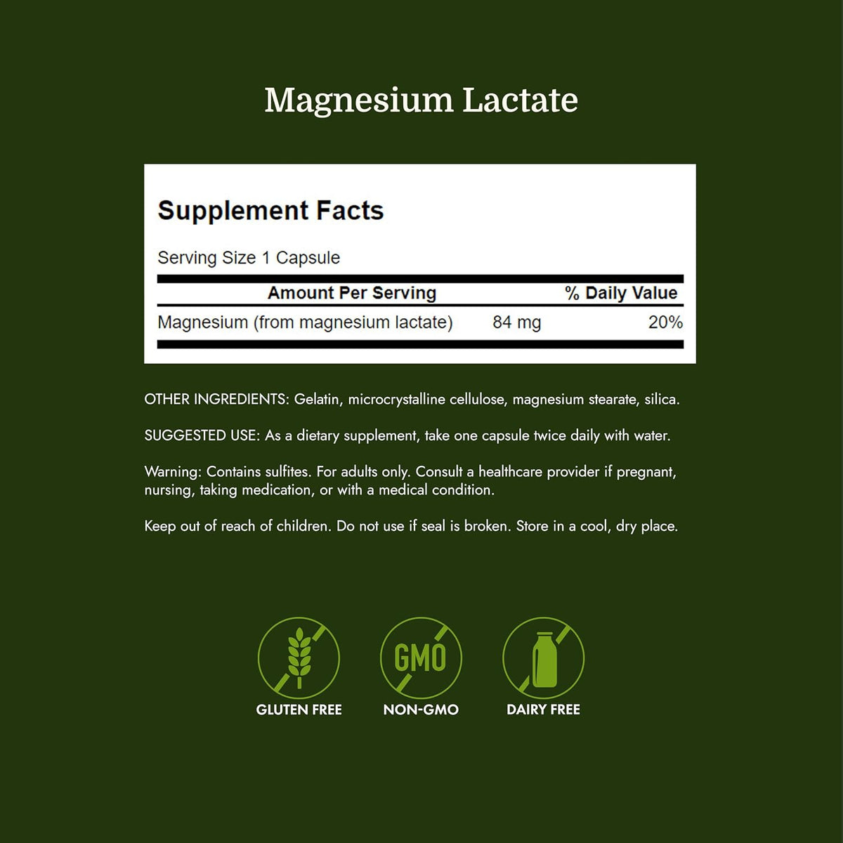 Lactat de Magneziu 84 mg pentru Sistemul Nervos, Muschi si Relaxare - Swanson - 120 capsule - Protein4Life