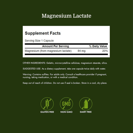 Lactat de Magneziu 84 mg pentru Sistemul Nervos, Muschi si Relaxare - Swanson - 120 capsule - Protein4Life