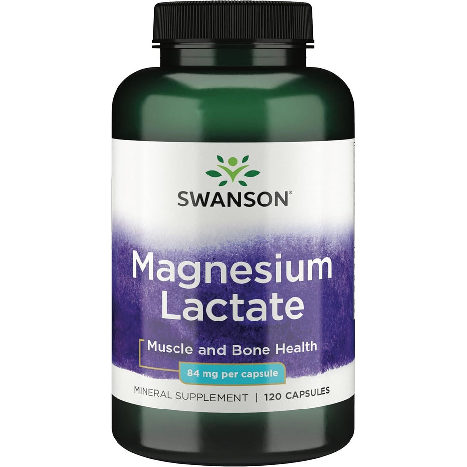 Lactat de Magneziu 84 mg pentru Sistemul Nervos, Muschi si Relaxare - Swanson - 120 capsule - Protein4Life