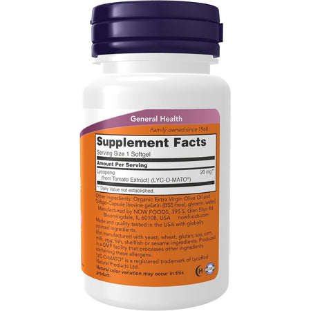 Licopen Capsule pentru Sanatatea Inimii si a Prostatei - NOW Foods - Protein4Life