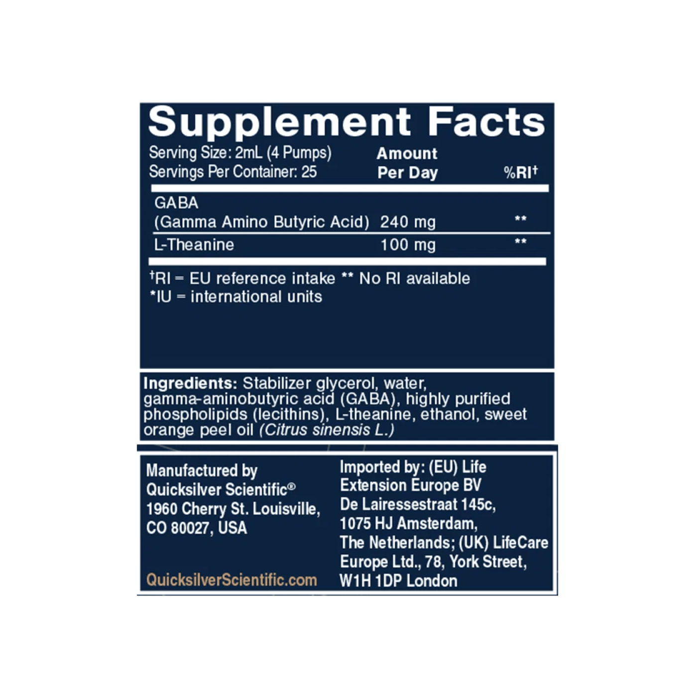 Liposomal GABA + L Theanine - Quicksilver Scientific - 50 ml - Protein4Life