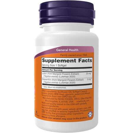 Luteina si Zeaxantina - Protectie Oculara Impotriva Luminii Albastre - Now Foods - 60 capsule - Protein4Life