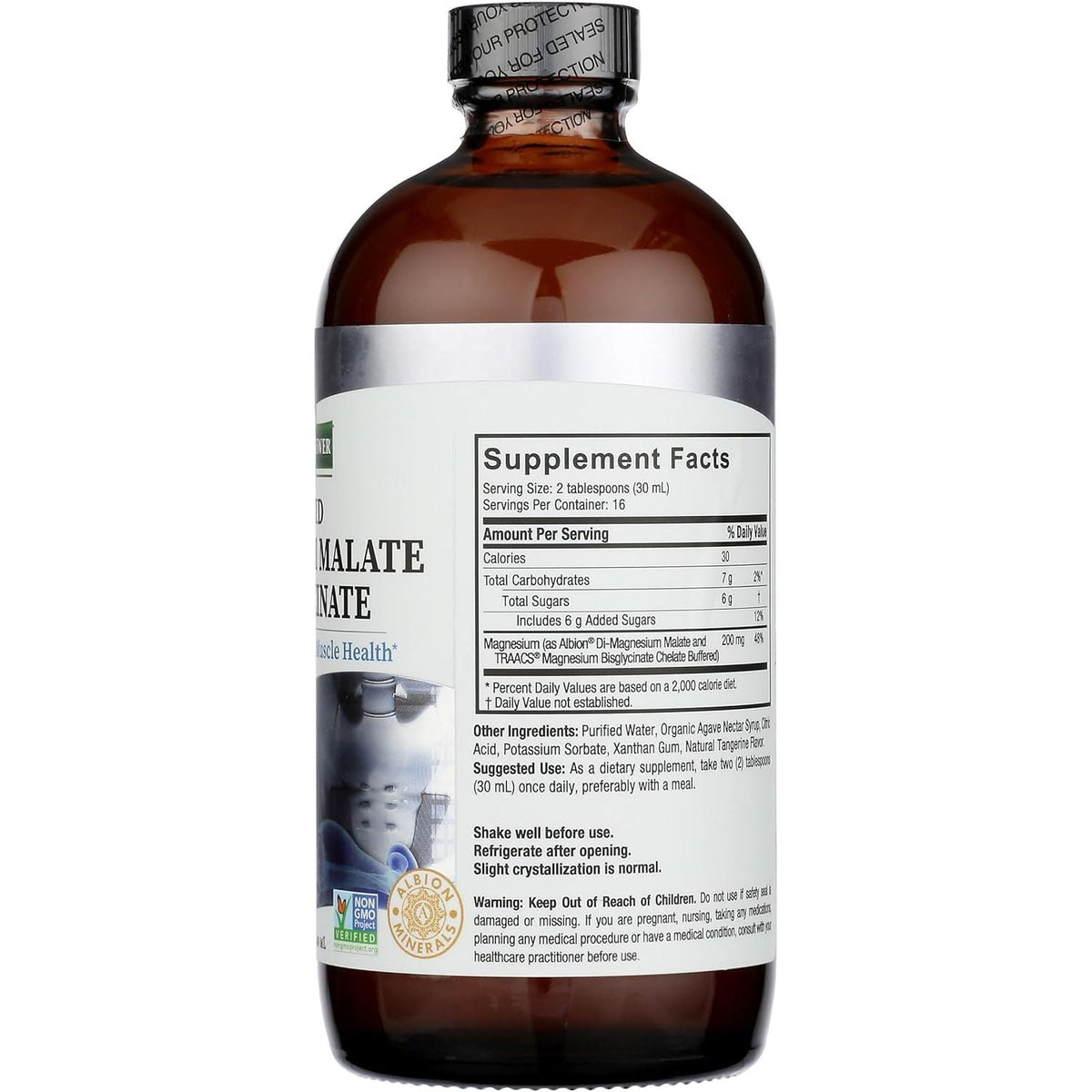 Magneziu Lichid Malat si Bisglicinat pentru Energie, Muschi si Sistemul Nervos - Nature's Answer - 480 ml - Protein4Life