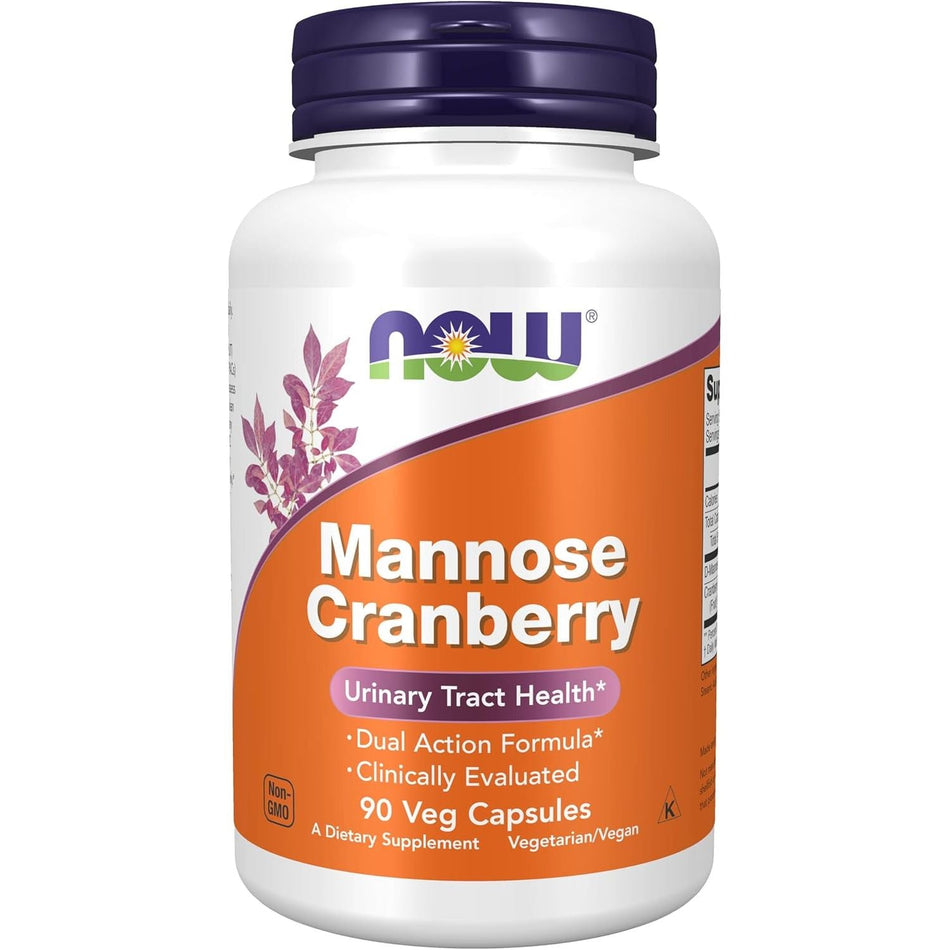 Mannose Cranberry pentru Tractul Urinar si Preventia Infectiilor Urinare - NOW Foods - 90 capsule - Protein4Life