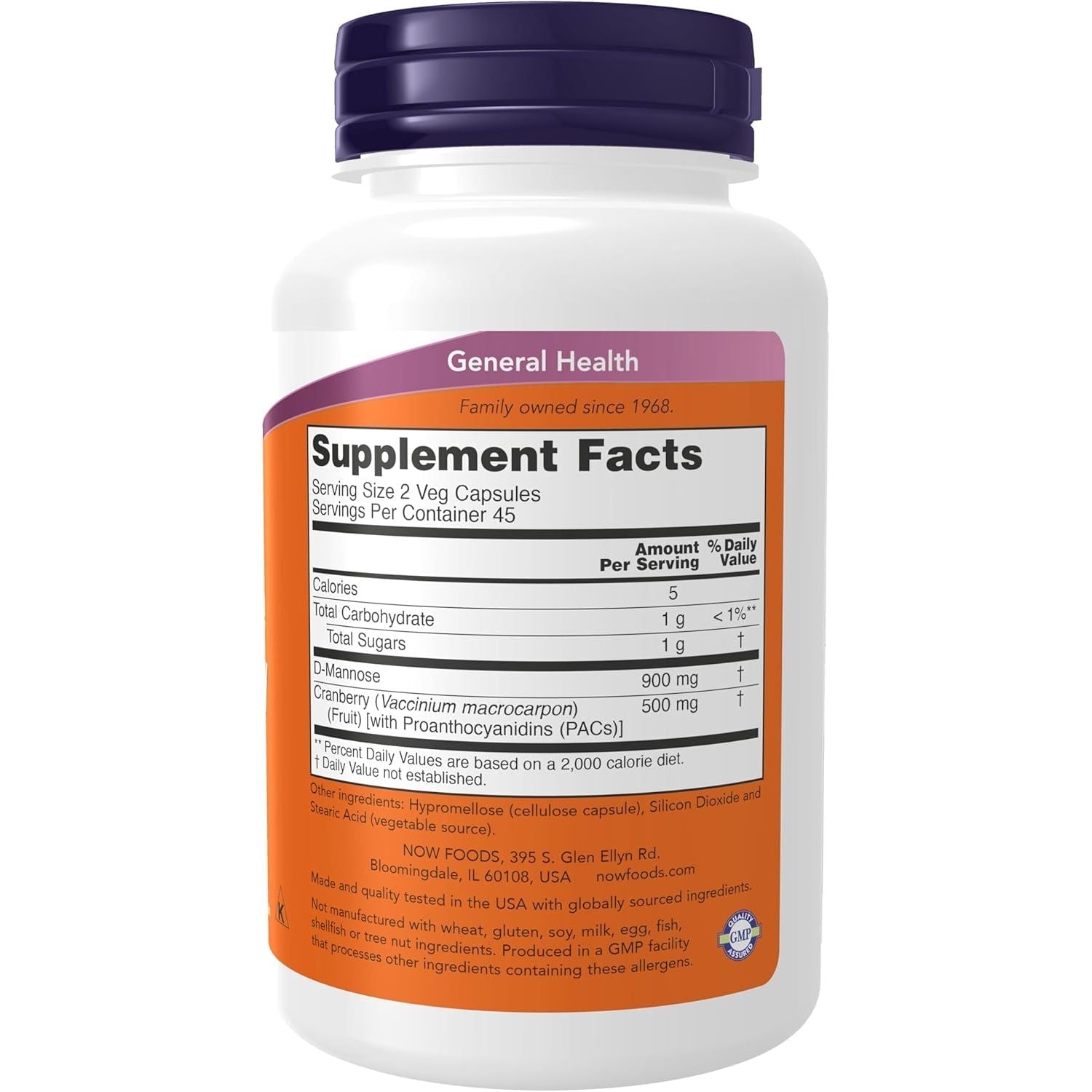 Mannose Cranberry pentru Tractul Urinar si Preventia Infectiilor Urinare - NOW Foods - 90 capsule - Protein4Life