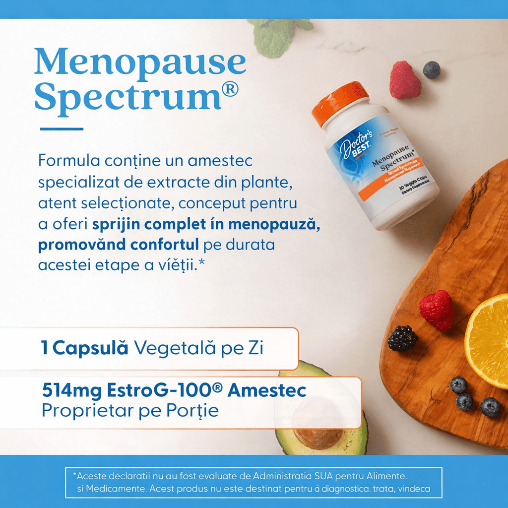 Menopause Spectrum - Complex pentru Menopauza, Suport Hormonal si Reducerea Bufeurilor - Doctor's Best - 30 capsule - Protein4Life