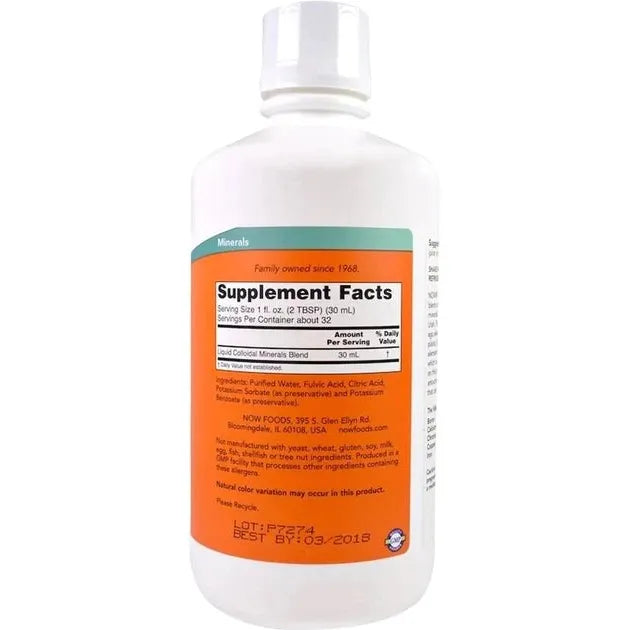 Minerale Coloidale cu Acid Fulvic - NOW Foods - 946 ml - Protein4Life