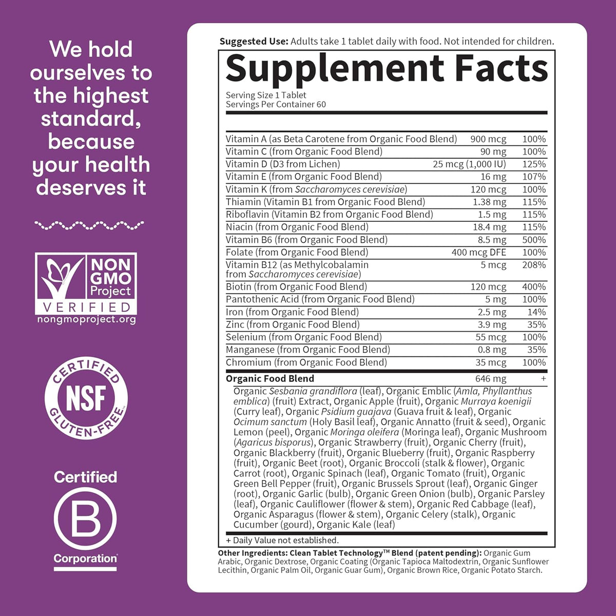 Multivitamine Organice pentru Femei MyKind Organics Women's One Daily pentru Energie si Imunitate - Garden of Life - 60 Capsule - Protein4Life