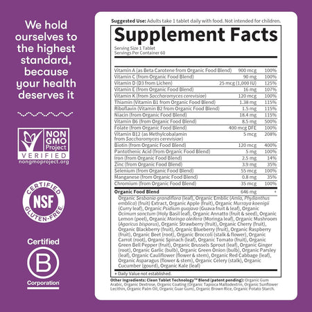 Multivitamine Organice pentru Femei MyKind Organics Women's One Daily pentru Energie si Imunitate - Garden of Life - 60 Capsule - Protein4Life