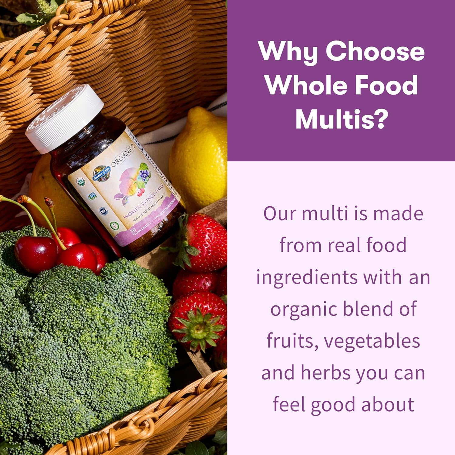 Multivitamine Organice pentru Femei MyKind Organics Women's One Daily pentru Energie si Imunitate - Garden of Life - 60 Capsule - Protein4Life