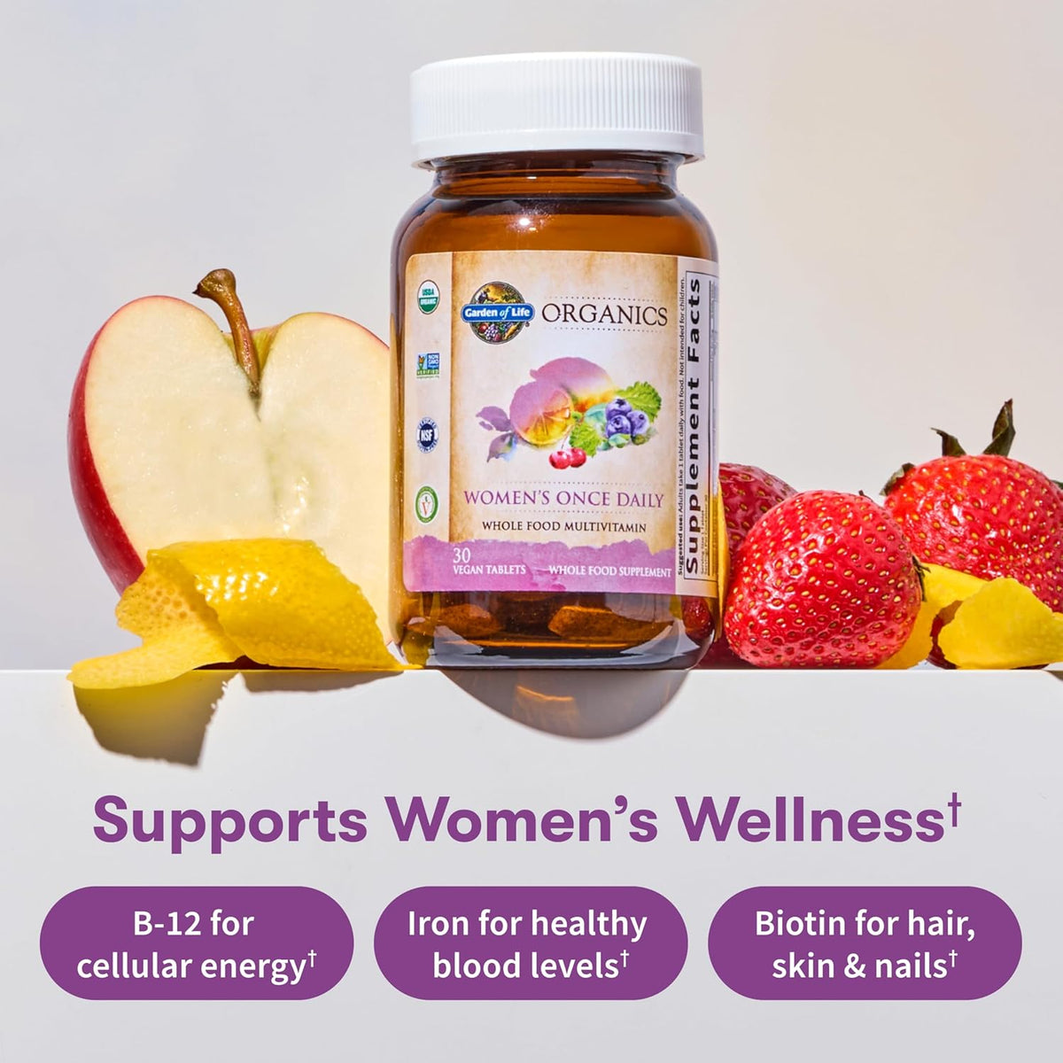 Multivitamine Organice pentru Femei MyKind Organics Women's One Daily pentru Energie si Imunitate - Garden of Life - 60 Capsule - Protein4Life