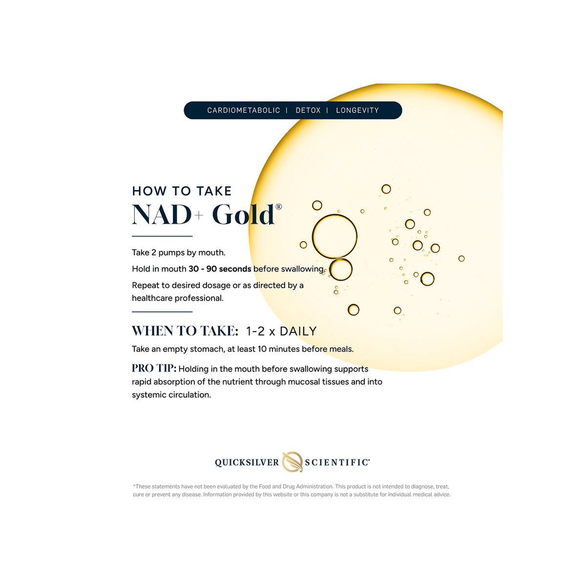 NAD+ Gold Liposomal + Trimethylglycine - Quicksilver Scientific - Protein4Life