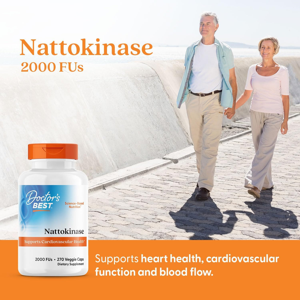 Nattokinaza pentru Circulatie si Sanatatea Inimii – Doctor’s Best - 270 capsule - 2000 FU - Protein4Life