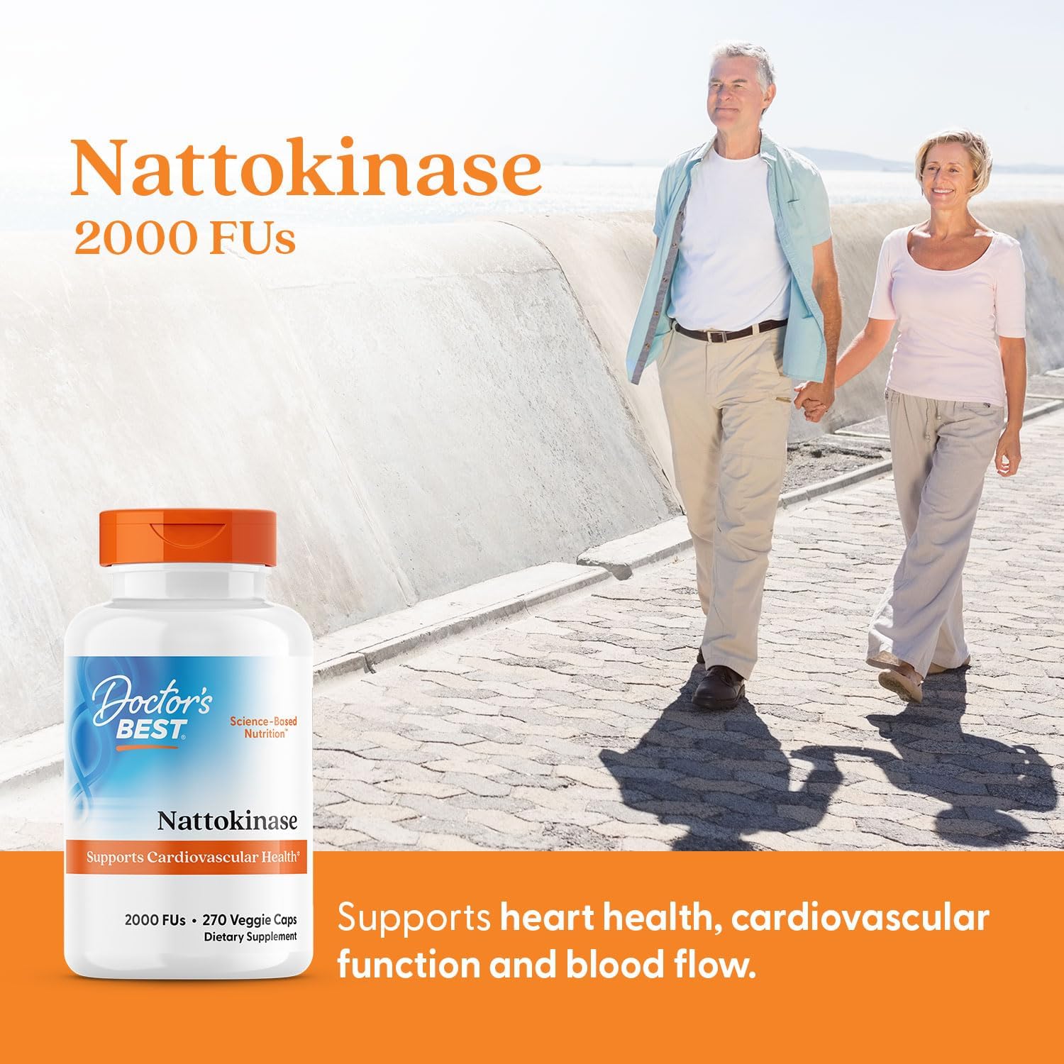 Nattokinaza pentru Circulatie si Sanatatea Inimii – Doctor’s Best - 270 capsule - 2000 FU - Protein4Life