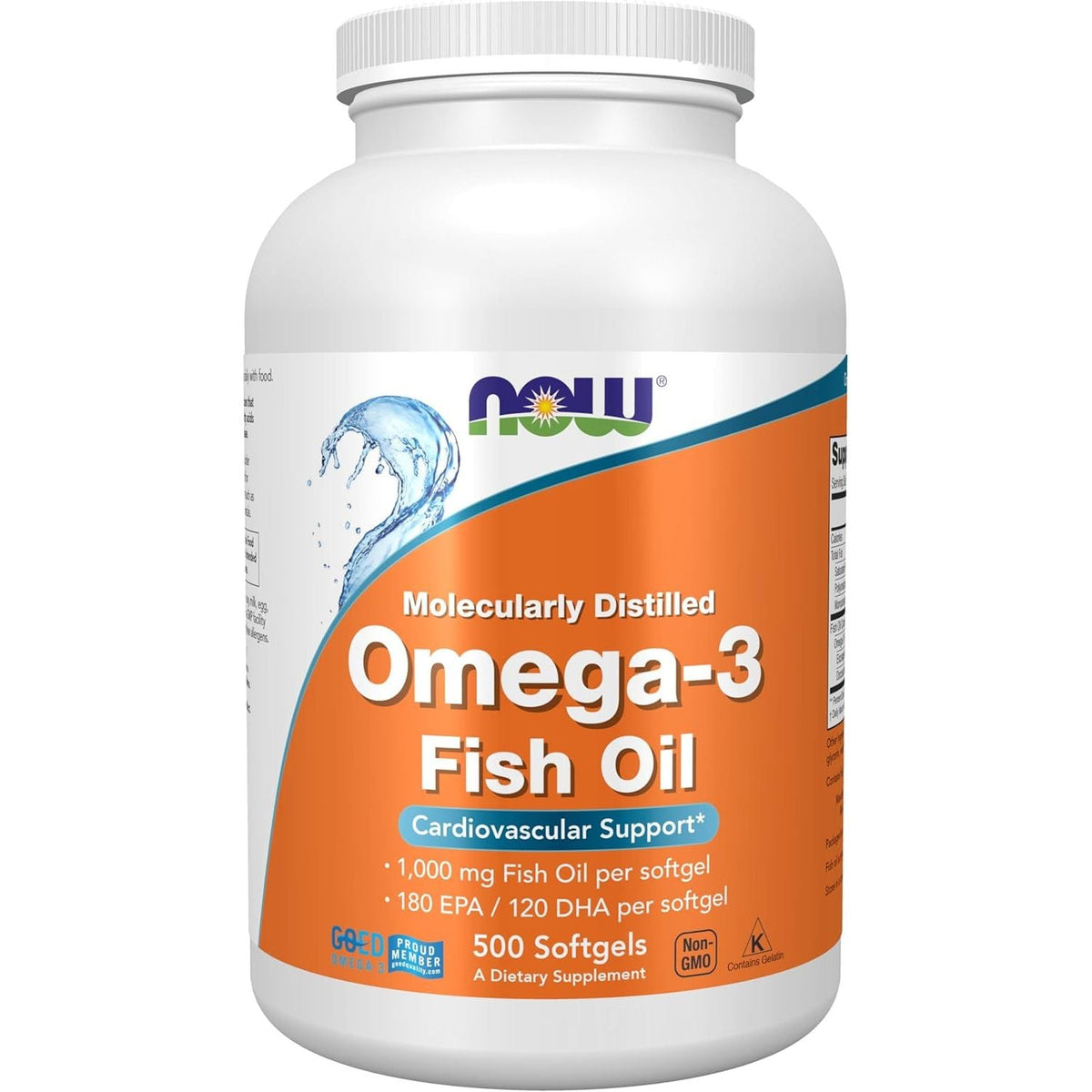 Omega - 3 Fish Oil Distilat Molecular - NOW Foods - 1000 mg - Protein4Life