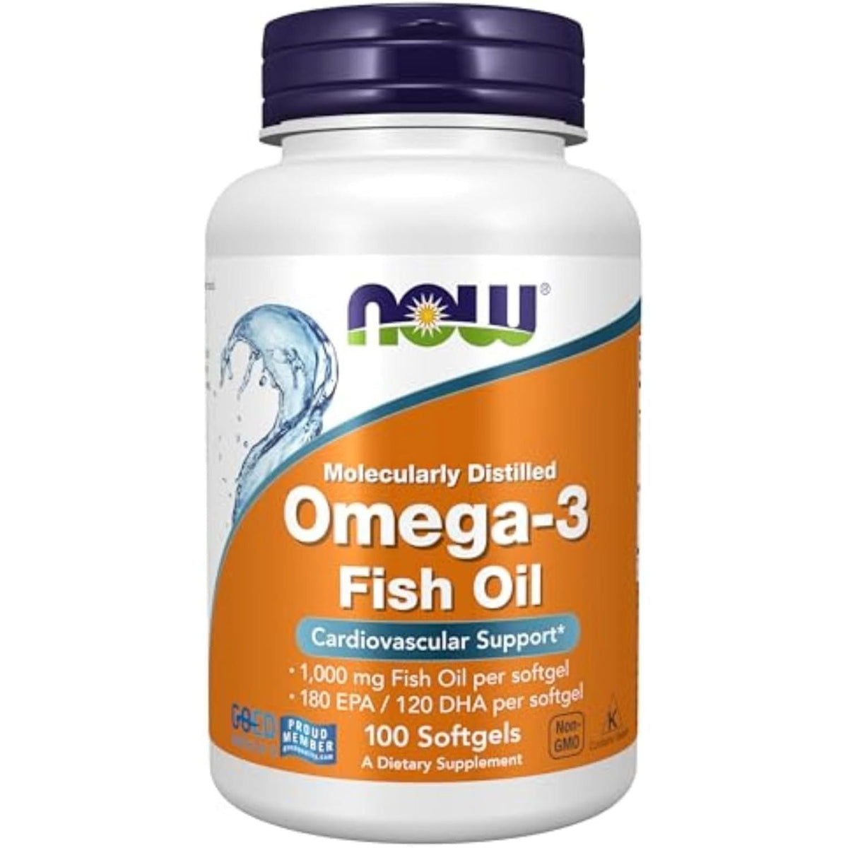 Omega - 3 Fish Oil Distilat Molecular - NOW Foods - 1000 mg - Protein4Life