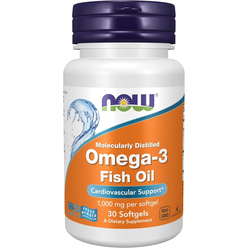 Omega - 3 Fish Oil Distilat Molecular - NOW Foods - 1000 mg - Protein4Life