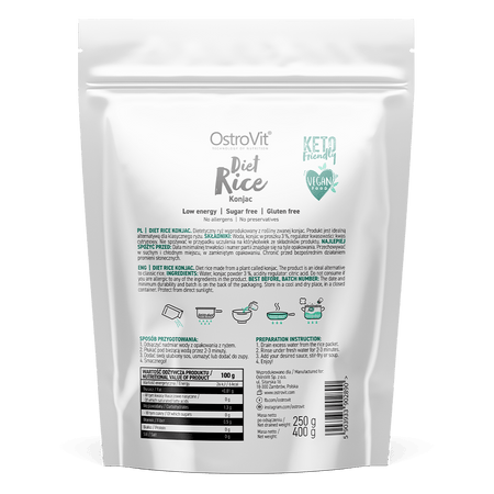 Orez Konjac Diet Rice pentru Dieta Keto si Managementul Greutatii - OstroVit - 400 grame - Protein4Life