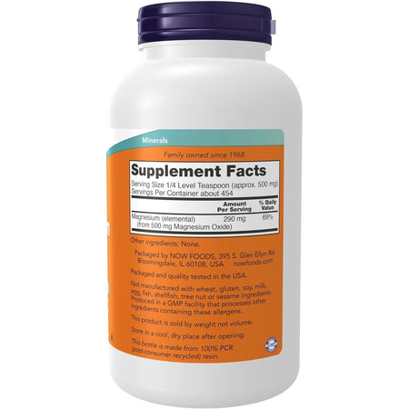Oxid de Magneziu Pudra pentru Constipatie si Tranzit Intestinal - NOW Foods - 227 grame - Protein4Life