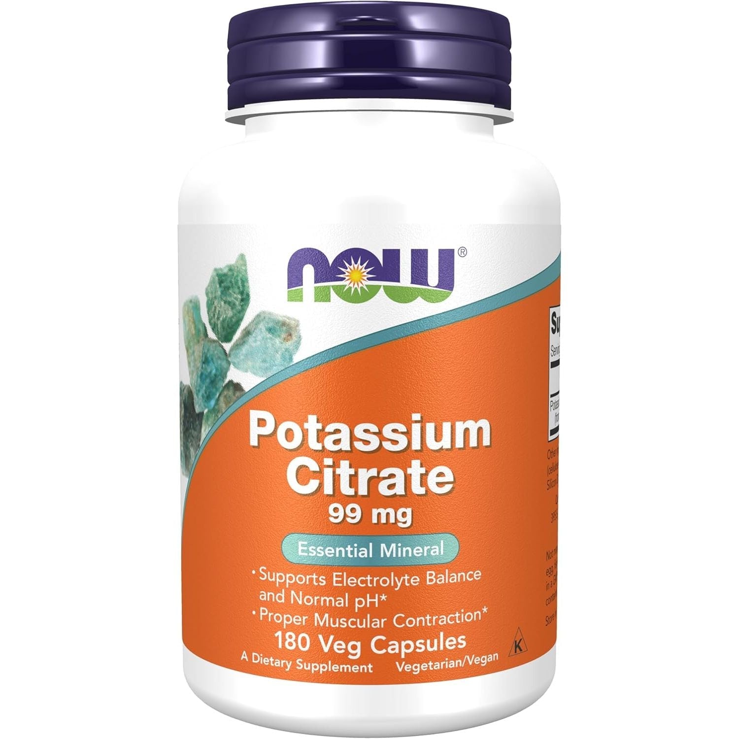 Potasiu Citrat 180 capsule - 99 mg - NOW Foods - Protein4Life