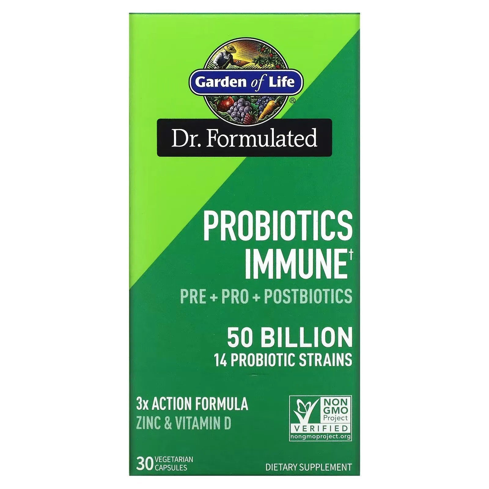 Pre + Pro + Postbiotics, Dr. Formulated Probiotics Immune, 50 Billion, 30 vcaps, Garden of Life - Protein4Life