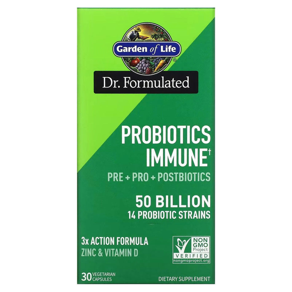 Pre + Pro + Postbiotics, Dr. Formulated Probiotics Immune, 50 Billion, 30 vcaps, Garden of Life - Protein4Life
