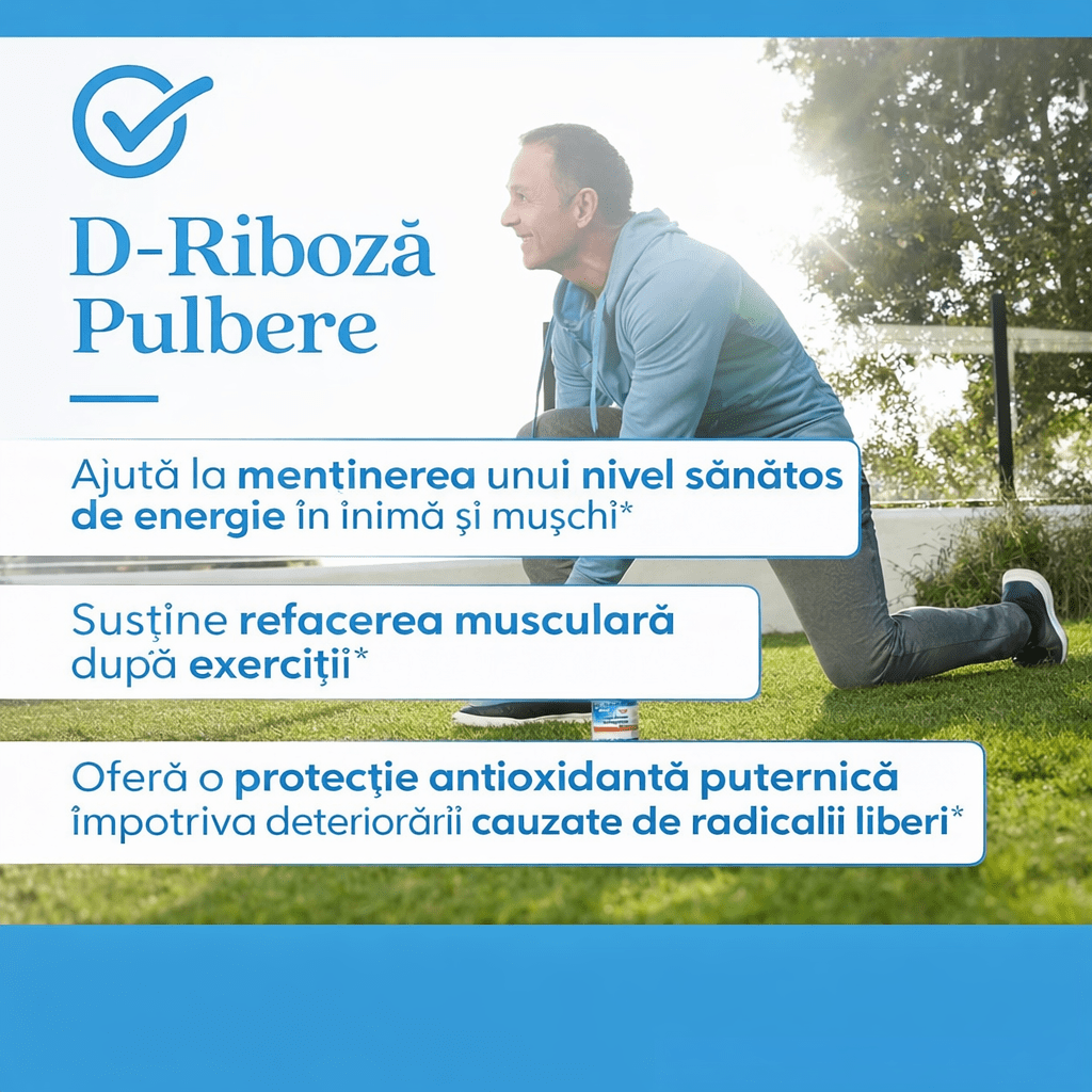 Pure D - Ribose Powder pentru Energie Celulara si Sustinerea ATP - Bioenergy Ribose - Doctor's Best - 250 grame - Protein4Life
