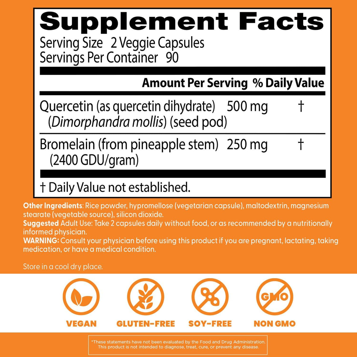 Quercetina cu Bromelaina pentru Inflamatie si Suport Imunitar - Doctor's Best - 180 capsule - Protein4Life