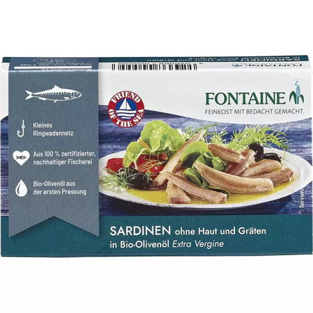 Sardine fara Oase in Ulei de Masline BIO - Fontaine - 120 grame - Protein4Life