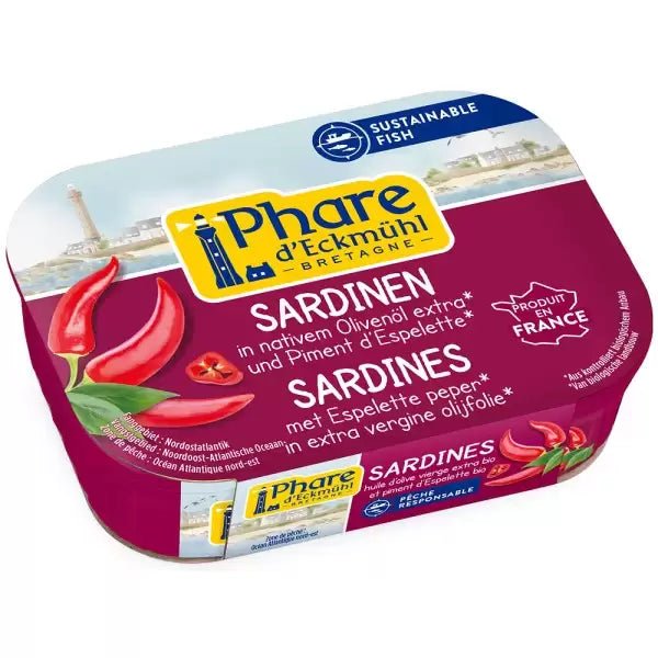 Sardine in Ulei BIO de Masline Extravirgin cu Ardei Espelette - Phare - 135 grame - Protein4Life