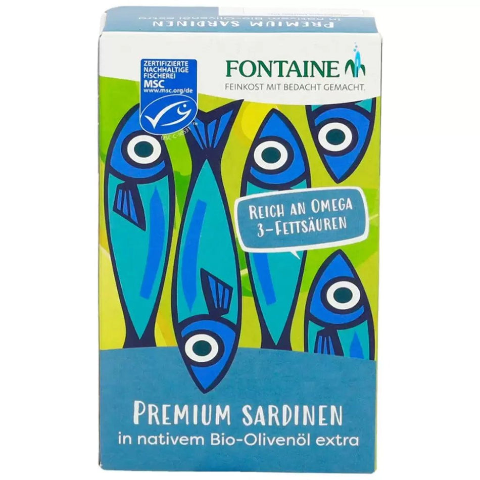 Sardine in Ulei BIO de Masline Extravirgin - Fontaine - 120 grame - Protein4Life
