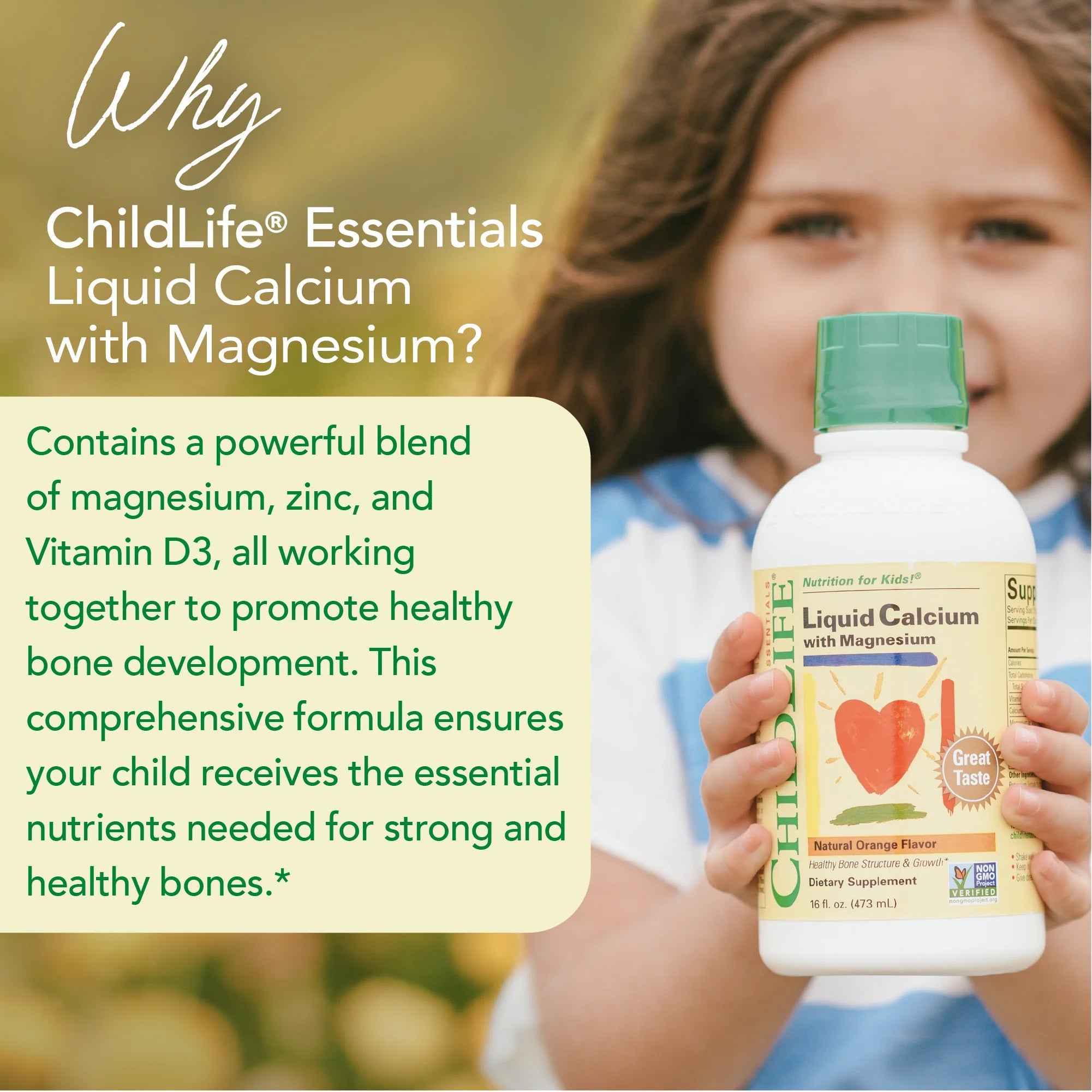 Sirop pentru Copii cu Calciu, Magneziu, Vitamina D3 si Zinc - Childlife Essentials - 474 ml - Protein4Life