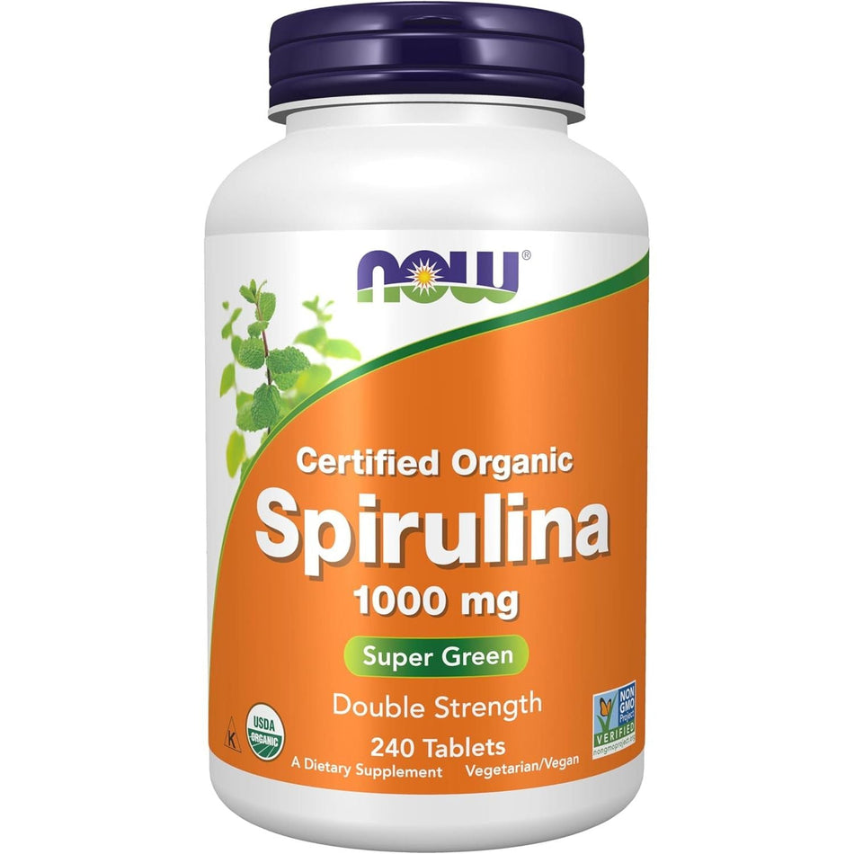 Spirulina 1000 mg pentru Energie si Detoxifiere - NOW Foods - 240 tablete - Protein4Life