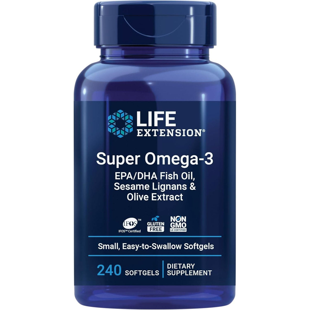 Super Omega 3 EPA DHA cu Polifenoli din Masline si Lignani din Susan - Life Extension - 240 capsule - Protein4Life