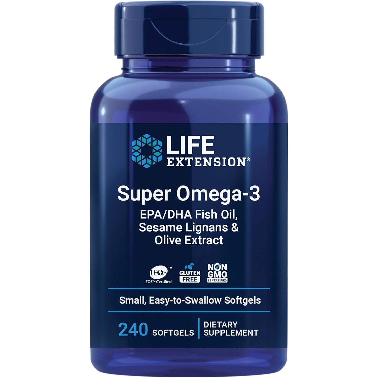 Super Omega 3 EPA DHA cu Polifenoli din Masline si Lignani din Susan - Life Extension - 240 capsule - Protein4Life