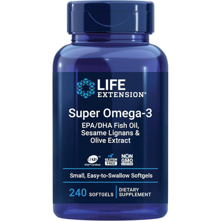 Super Omega 3 EPA DHA cu Polifenoli din Masline si Lignani din Susan - Life Extension - 240 capsule - Protein4Life
