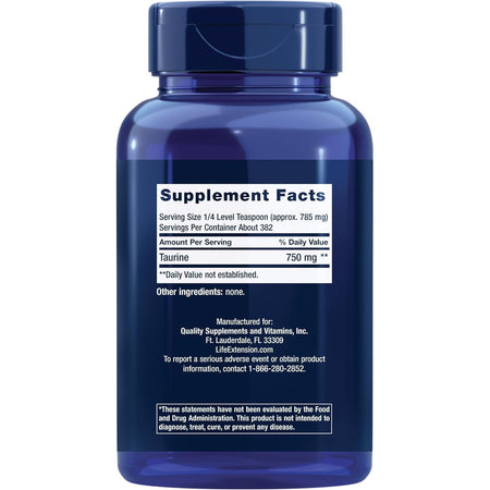 Taurina Pudra pentru Sistem Nervos si Sanatatea Inimii – Life Extension - 300 grame - Protein4Life