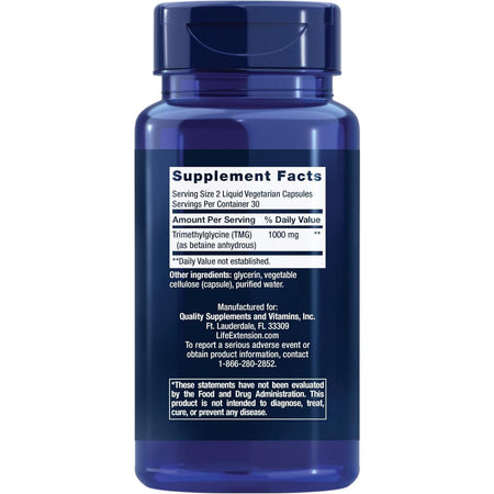 Trimetilglicina Capsule pentru Homocisteina si Sistem Cardiovascular - Life Extension - 60 capsule - Protein4Life