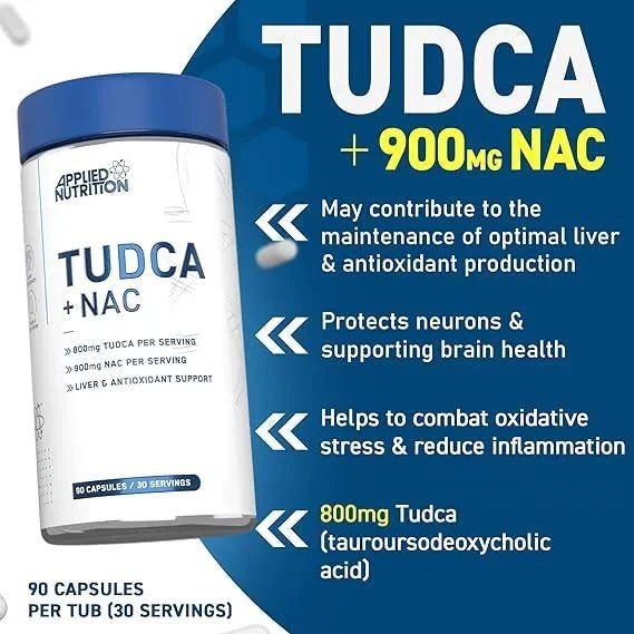 TUDCA + NAC - Acid Tauroursodeoxicolic cu NAcetilCisteina - Applied Nutrition - 90 capsule - Protein4Life