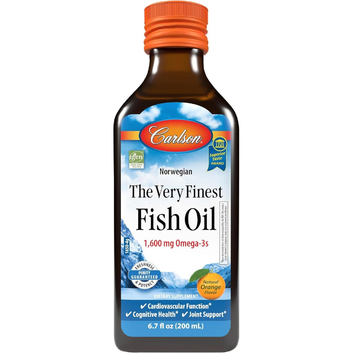 Ulei de Peste Salbatic pentru Inima, Creier si Articulatii - Carlson Labs - 200 ml - aroma portocala - Protein4Life