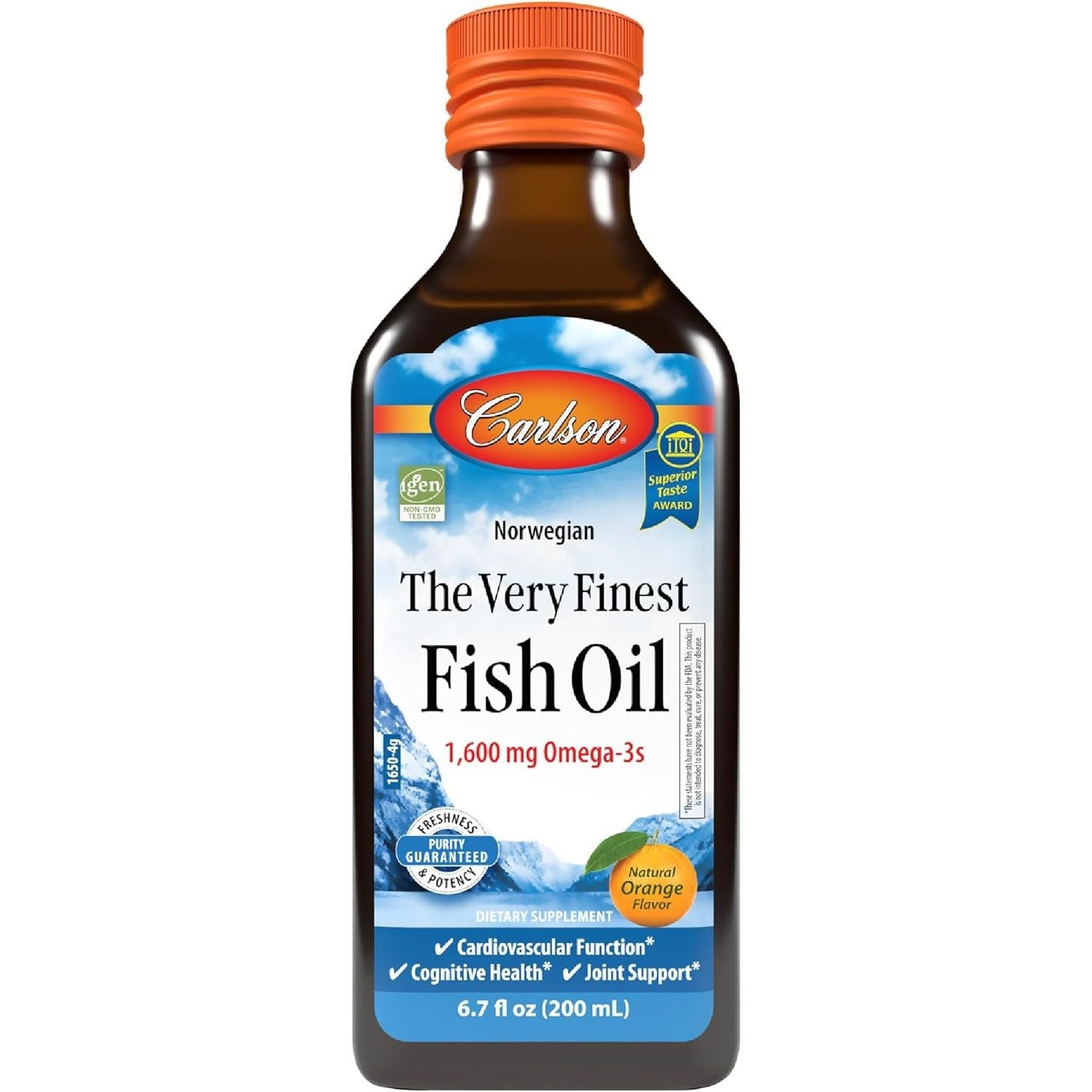 Ulei de Peste Salbatic pentru Inima, Creier si Articulatii - Carlson Labs - 200 ml - aroma portocala - Protein4Life