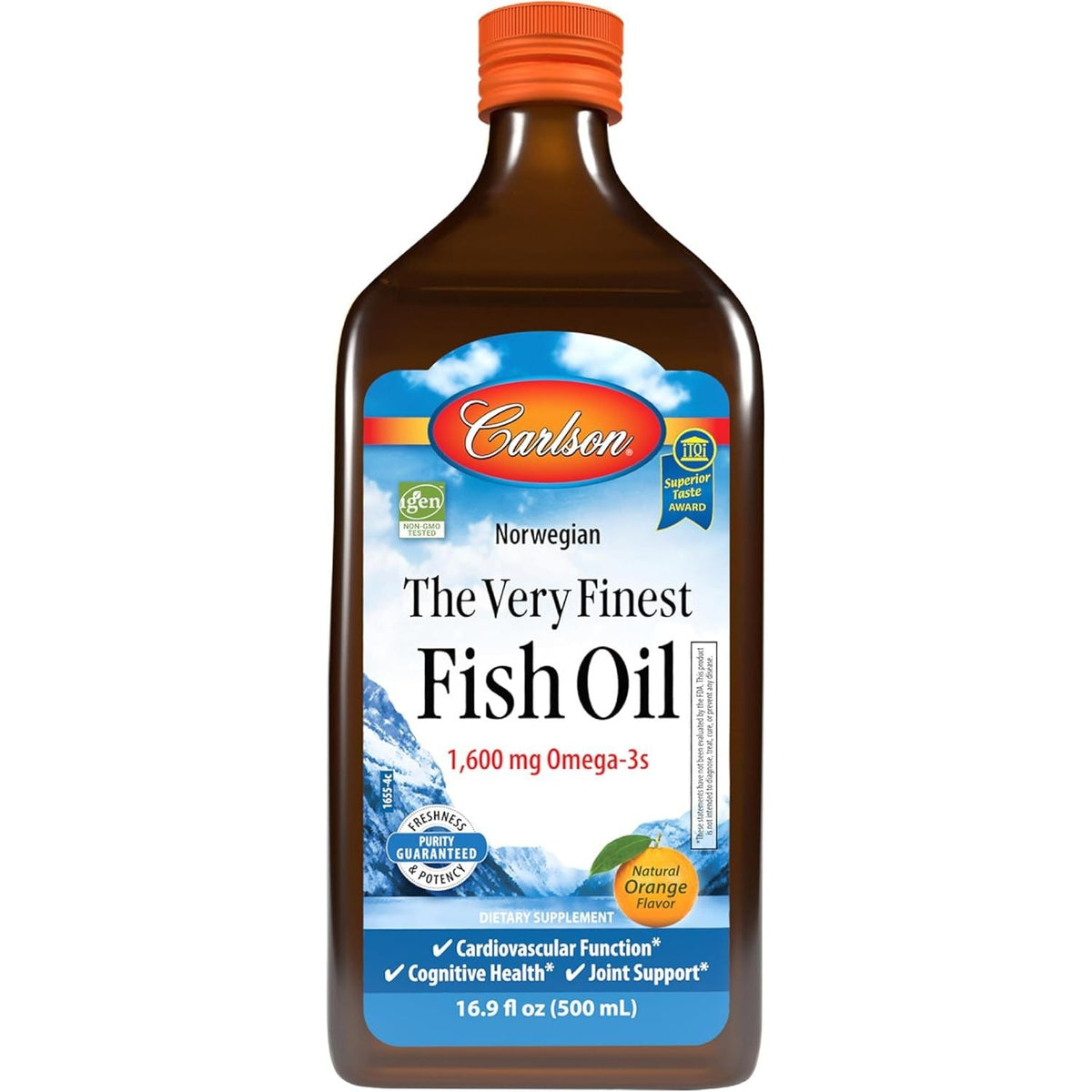 Ulei de Peste Salbatic pentru Inima, Creier si Articulatii - Carlson Labs - 500 ml - aroma portocala - Protein4Life
