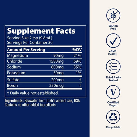 Utah Sea Minerals Concentrat de Minerale Marine pentru Electroliți si Oligoelemente - Trace Minerals - 473 ml - Protein4Life