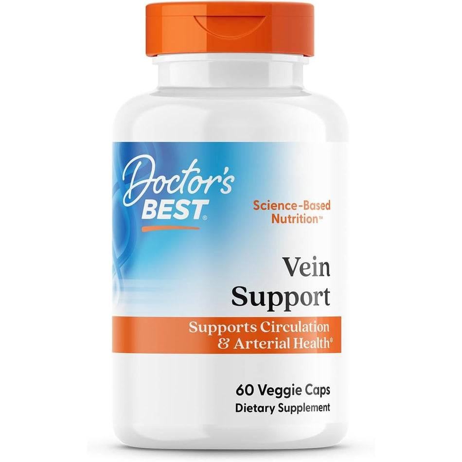 Vein Support pentru Circulatia Picioarelor cu Diosmina, Hesperidina si MenaQ7 Vitamina K2 - Doctor's Best - 60 Capsule - Protein4Life