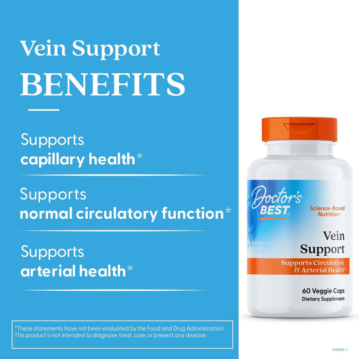 Vein Support pentru Circulatia Picioarelor cu Diosmina, Hesperidina si MenaQ7 Vitamina K2 - Doctor's Best - 60 Capsule - Protein4Life