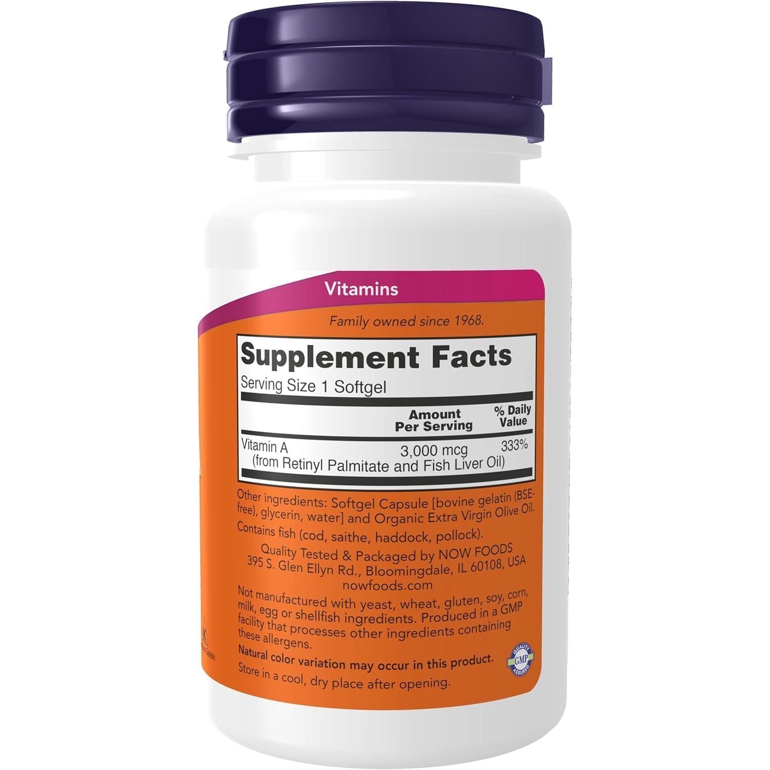 Vitamin A 10.000 IU pentru Piele, Vedere si Protectie Imunitara - NOW Foods - 100 capsule moi - Protein4Life