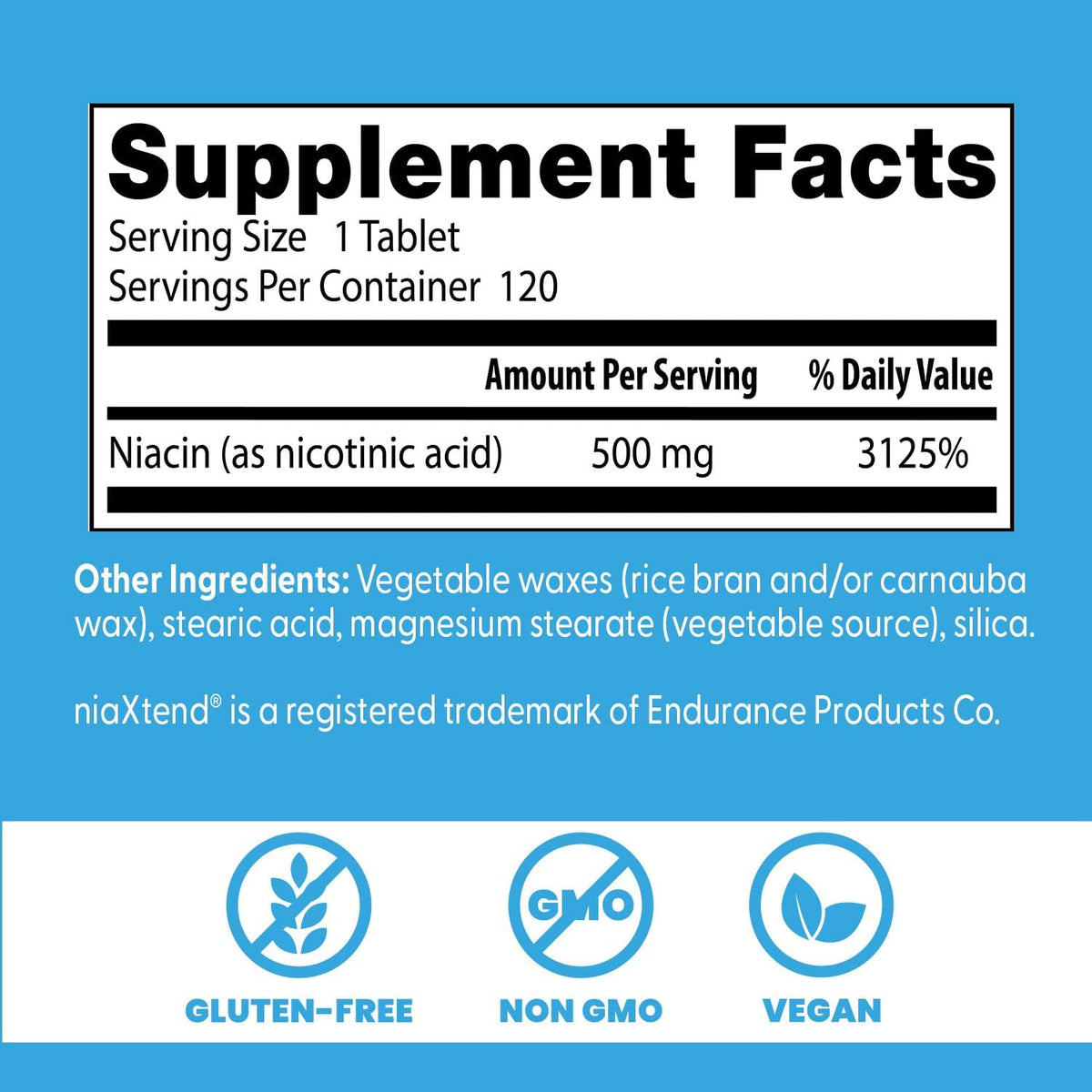 Vitamina B3 Niacina cu Eliberare Prelungita NiaXtend pentru Energie si Metabolismul Nutrientilor - Doctor's Best - 500 mg - 120 Tablete - Protein4Life