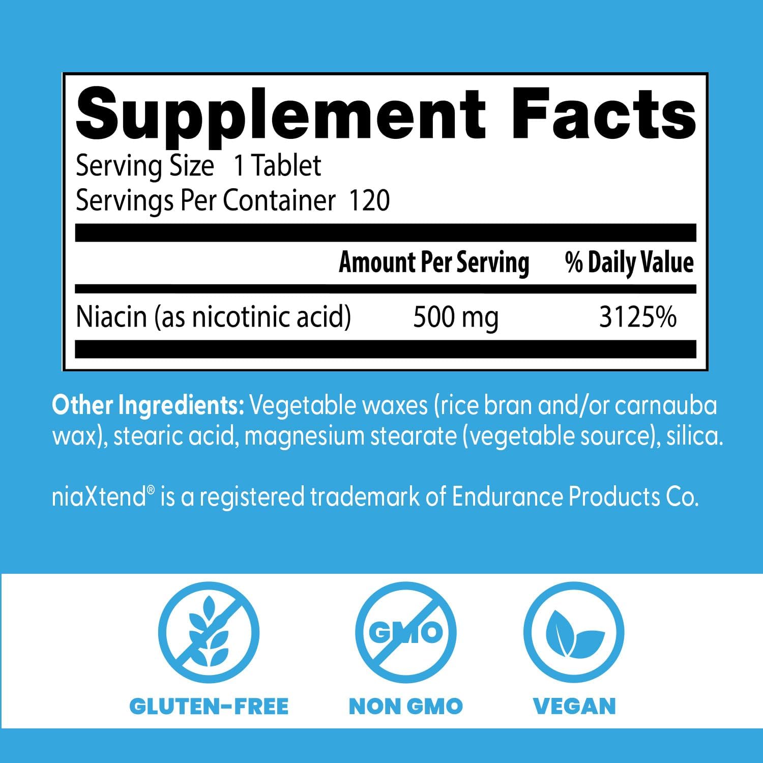 Vitamina B3 Niacina cu Eliberare Prelungita NiaXtend pentru Energie si Metabolismul Nutrientilor - Doctor's Best - 500 mg - 120 Tablete - Protein4Life