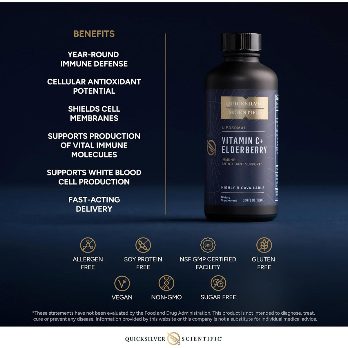 Vitamina C Liposomala cu Soc pentru Imunitate si Protectie Antioxidanta - Quicksilver Scientific - 100 ml - Protein4Life