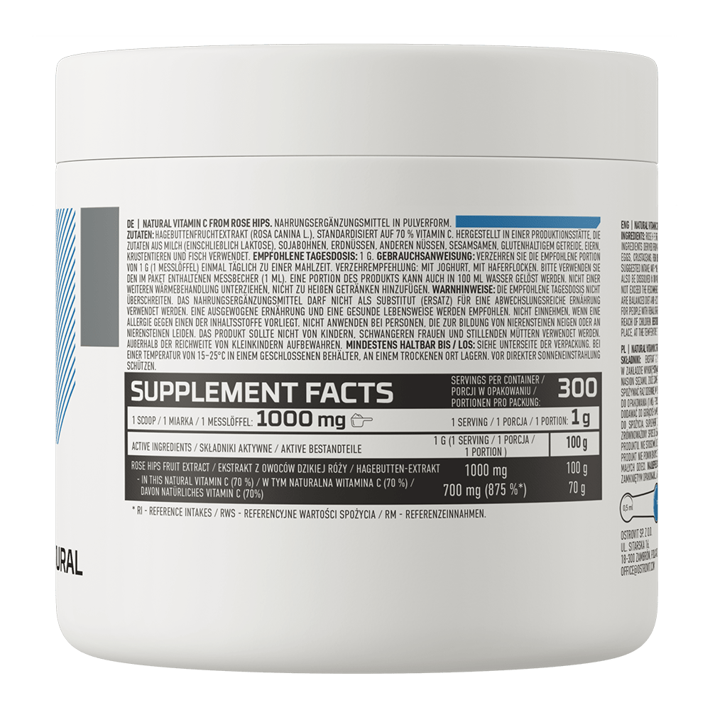 Vitamina C Naturala din Macese pentru Imunitate si Antioxidant Natural - OstroVit - Pudra - 300 grame - Protein4Life